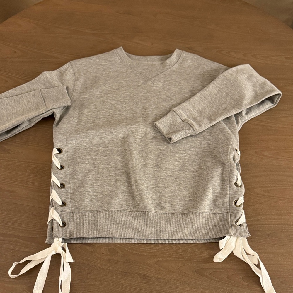 Cotton On Light Gray Sweatshirt with Lace-Up Sides